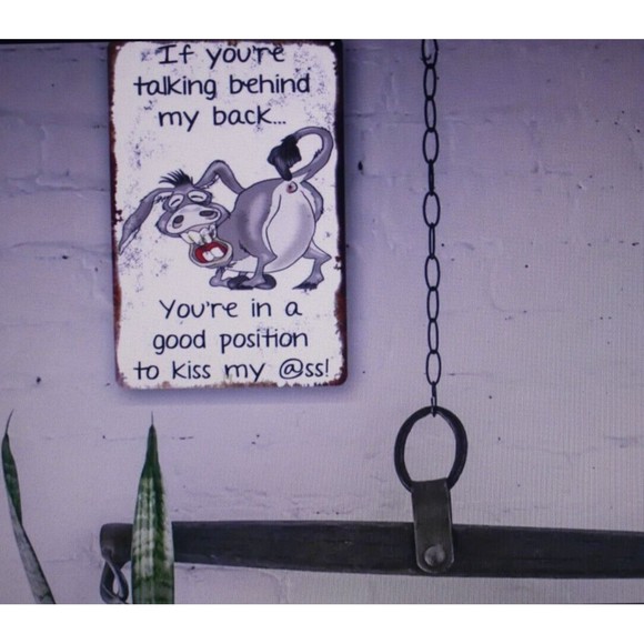 Comical Donkey Tin Sign Funny Indoor Outdoor Waterproof 12X8 Humor Gift NIP - Picture 5 of 5